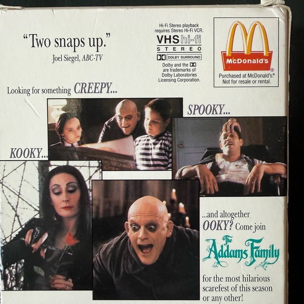 Rare The Adams Family (VHS, 1991) McDonald's‎ Exclusive - Vintage Movie - Picture 6 of 13